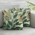 thumbnail image 3 of Patifu   Leaf Print Throw Pillow Cushion Cover Set   Bouquets of Leaves Romantic Boho Nature Concept Pattern Lines Ikat Chevron, Decorative Accent Double-Sided Printing,  Ivory Sage Green 12x12in, 3 of 5