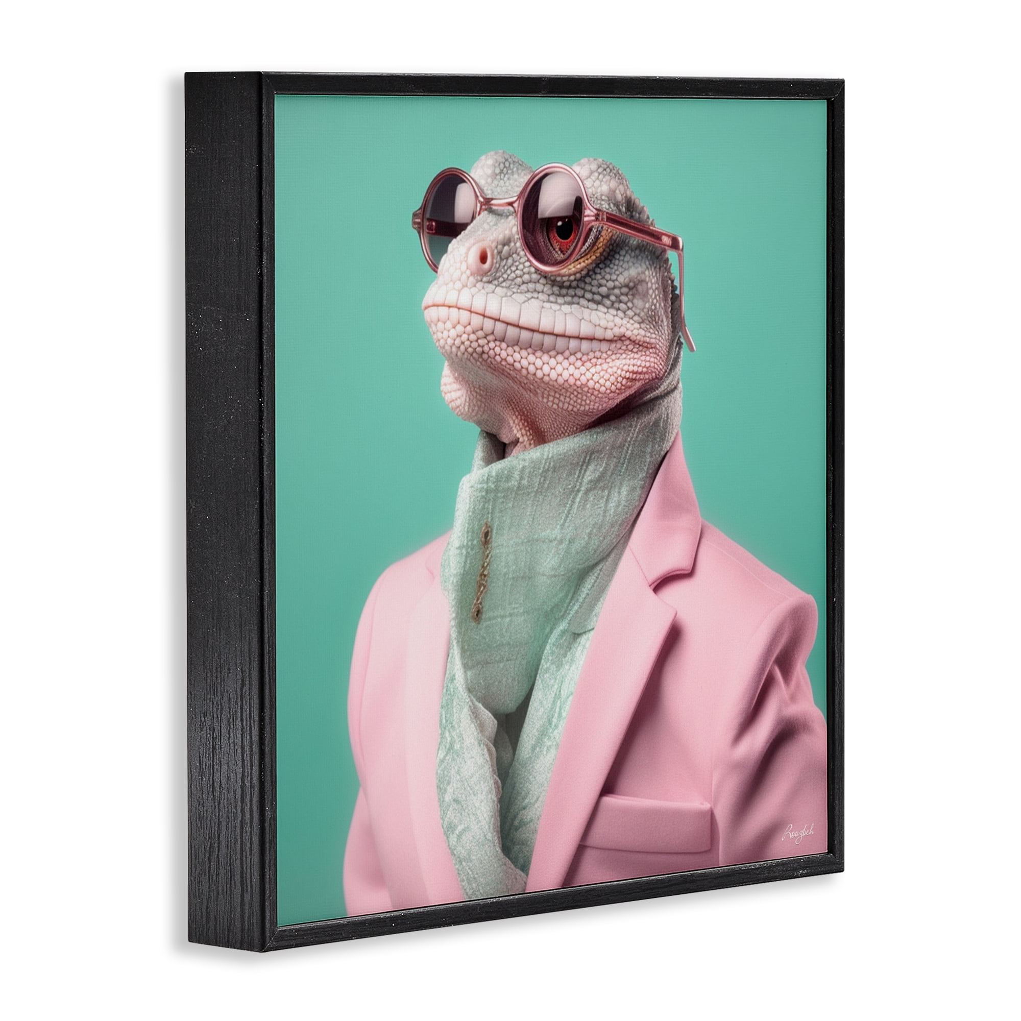 Stupell Industries Hipster Iguana Portrait Black Framed Giclee Art, design by Roozbeh