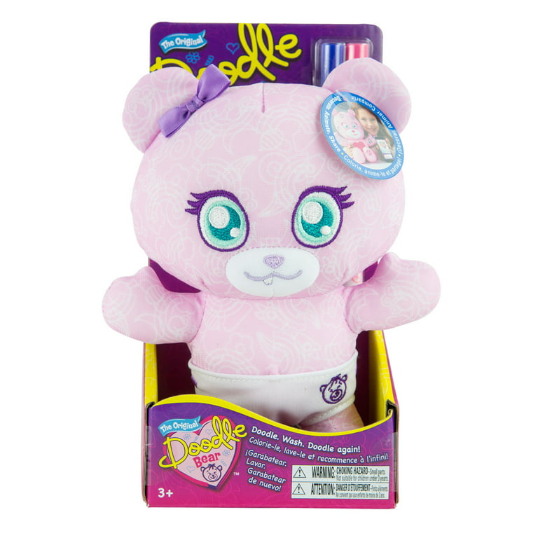 The Original Doodle Bear 6 Inch Plush Bear with 2 Mini Washable Markers -  Baby Bear 
