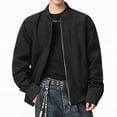 thumbnail image 4 of Mrmaere Men's Zip-Up Jacket Geometric Stylish Casual Outerwear for Daily & Streetwear Black L, 4 of 8