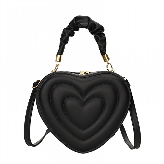 GASTROPOD Leather Purses for Women,Portable Heart Purse,Structured Small Purses for Women Crossbody,Black