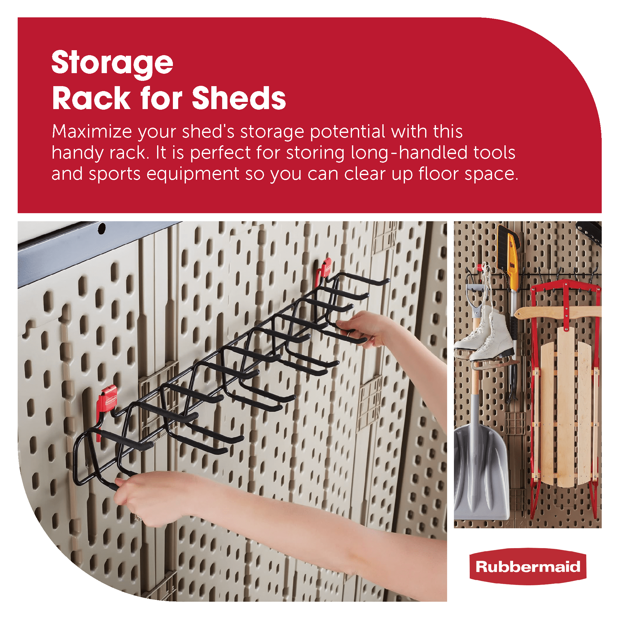 Rubbermaid 34 Inch Heavy Duty Garden Tool Sport Storage Rack 2 Pack Walmart