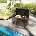 thumbnail image 5 of Decksplore 110 Gallon Deck Boxes, Outdoor Waterproof Lockable Patio Storage Box for Furniture,Pool Float, Garden Tools, UV Resistant, Brown, 5 of 7