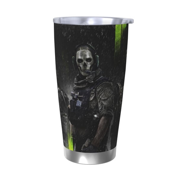 Vaso de 20 oz con tapa de Call Of Duty Modern Warfare, vaso de viaje de acero inoxidable de doble pared con aislamiento al vacío, taza de café con aislamiento duradero, taza térmica con tapa