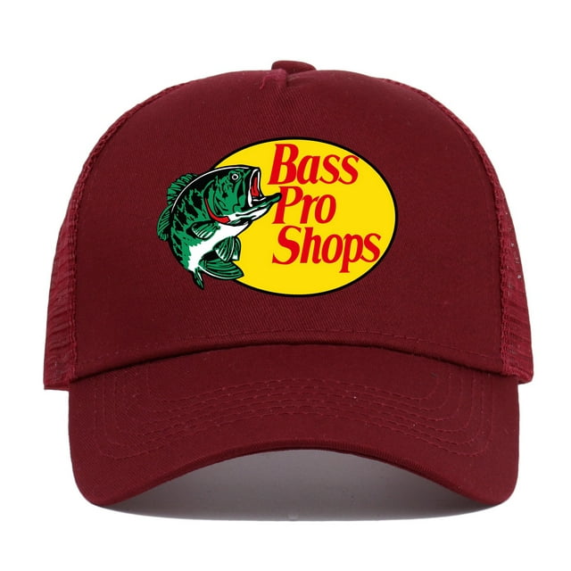Bassproshops Casquette de Baseball en Coton Imprimé pour l'Été, Protection Solaire pour la Pêche en Extérieur (Rouge Vin)