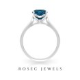 thumbnail image 3 of 2.25 CT Cushion Cut London Blue Topaz Solitaire Ring with Diamond for Women, London Blue Topaz Ring in 4 Prong Setting, 18K White Gold, US 7.75, 3 of 8