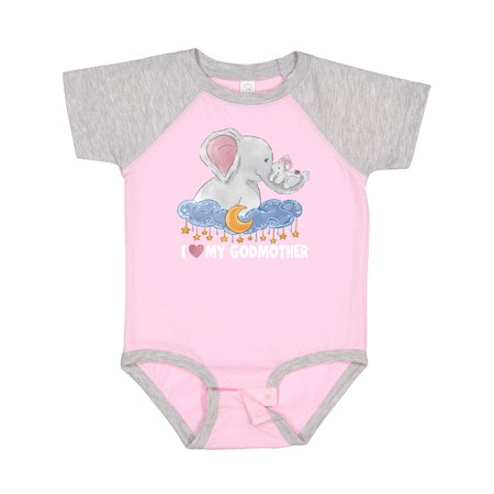 

Inktastic I Love My Godmother Cute Elephants with Moon and Stars Gift Baby Boy or Baby Girl Bodysuit