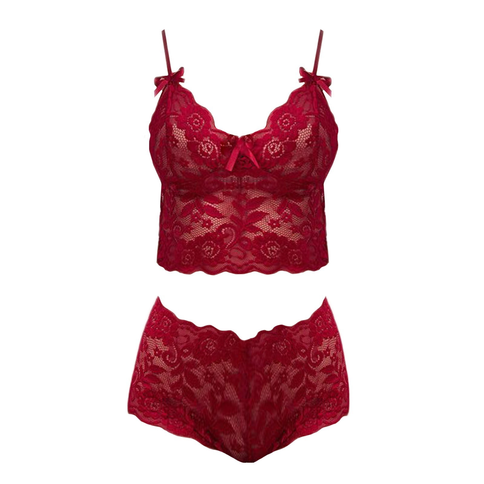 Buy ARUBA Women's Elegant Lace Bra & Panty Set - Red & Black at