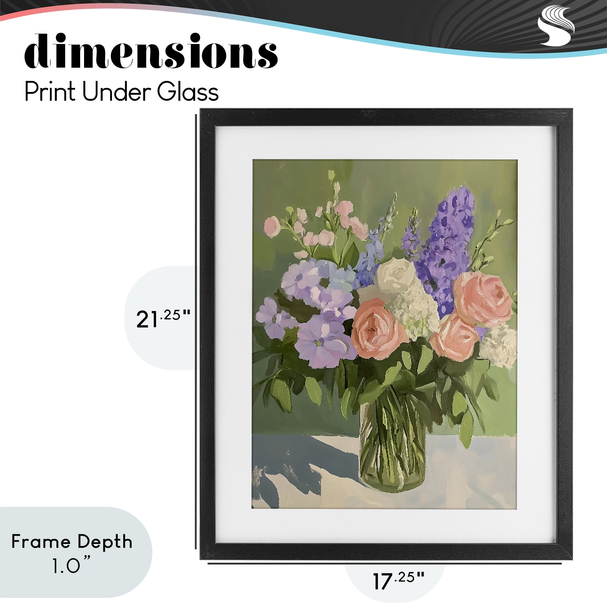 Stupell Industries Mixed Roses & Lilacs Bouquet Black Framed Print Under Glass, design by The Prints Vibe