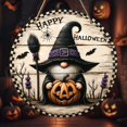 thumbnail image 5 of Letrero de madera con diseño de calabaza y brujo Fiudx para decoración de casas de Halloween, 5 of 5