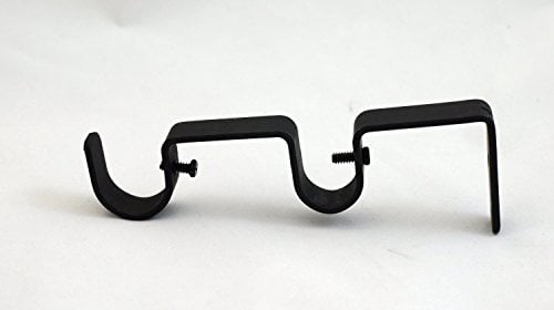 Urbanest Set of 2 Double Curtain Rod Bracket for 1' and 3/4' Rod, Black
