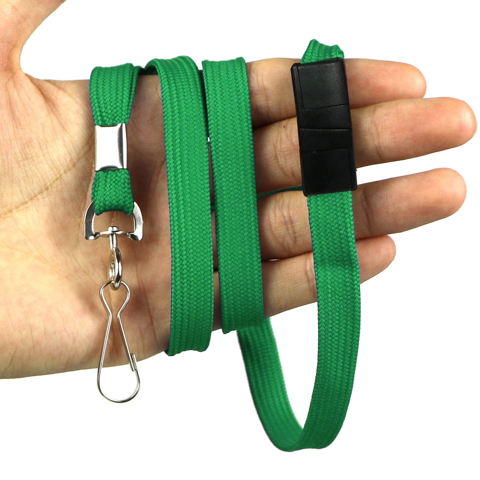 25 Pack Breakaway Lanyard With J-hook Bulk Flat Lanyards For Name Tag Id Badges (green  25 Pack)