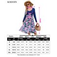 thumbnail image 5 of Yesfashion Women's Long Sleeve Vintage Floral Patchwork Dress Flared A-line Swing Casual Party Midi Dress, 5 of 5