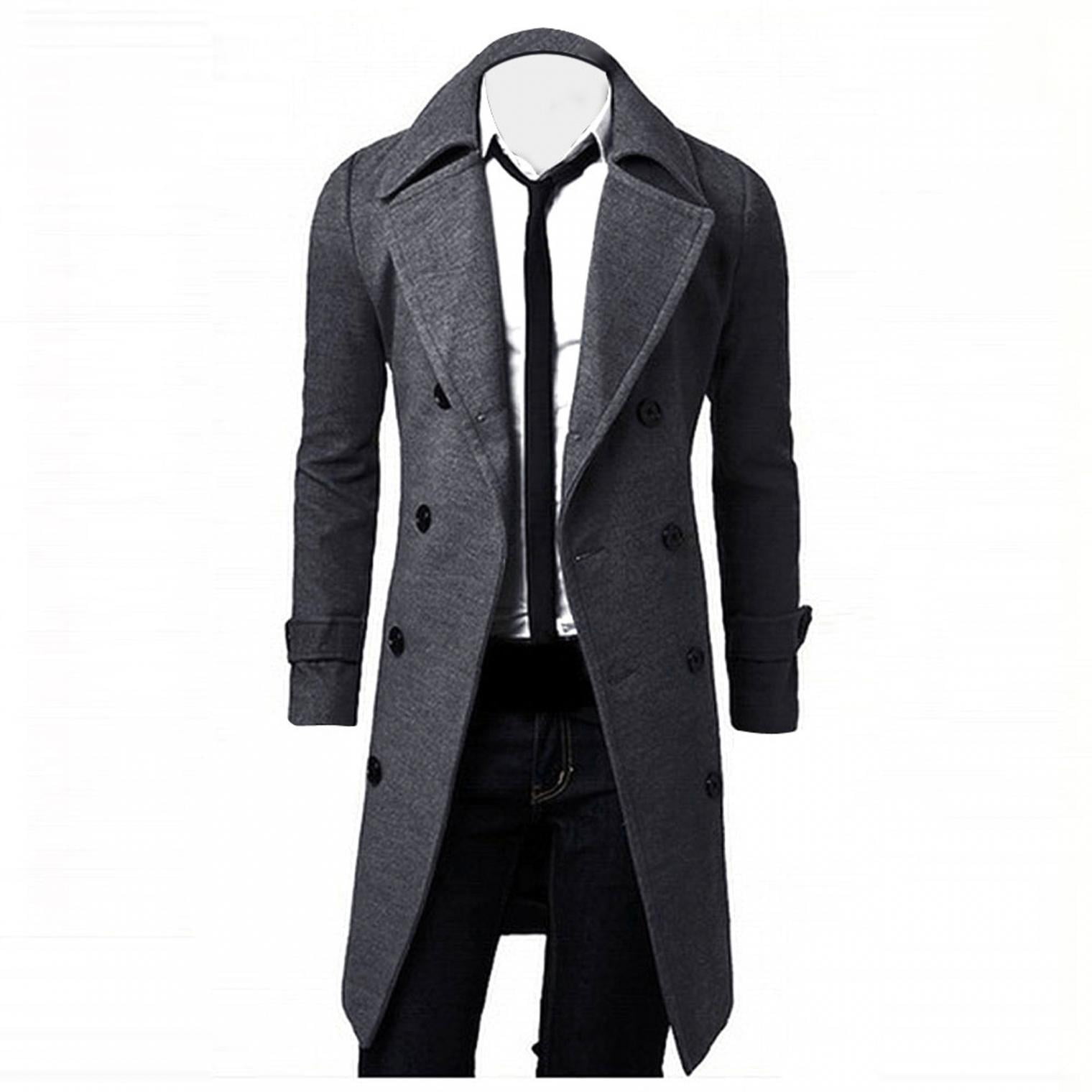 Wirziis Men Trench Coat Winter Long Jacket Double Breasted Wirziis Men Trench Coat Winter Long Jacket Double Breasted