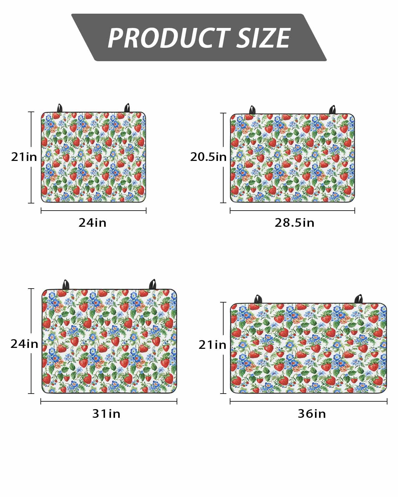Stove Top Covers for Electric Stove, Strawberry Glass Stovetop Cover Protector, Summer Botanical Blue Spring Floral Induction Cooktop Protector Oven Mat for Kitchen Countertop 24"x21"
