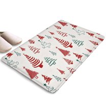 Multicolor Christmas Tree Flannel Non Slip Door Rugs,Washable Door Mats Indoor,Decorative Door Mats,Dirt-Resistant and Absorbent Doormat for Entrance,Bedroom,Kitchen,Bathroom,31.5"x17"