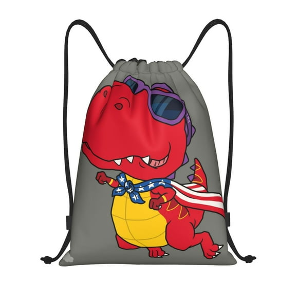 Naloa Dinosaur Super Hero Cartoon Print Drawstring Backpack,Sport Storage Bag,Sports Gym Bag,Swim Bag,Draw String Back Bag for Sports, Gym, Travel, Swimming, Beach-Small
