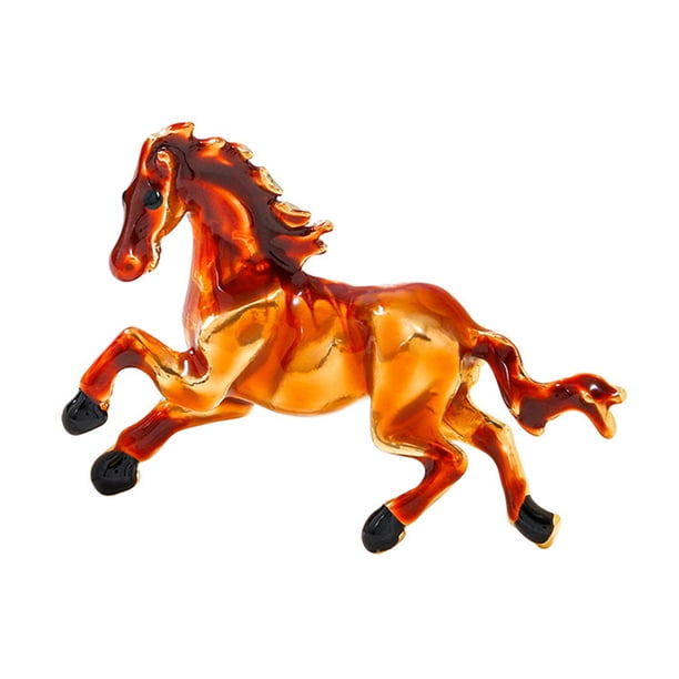 Broche de caballo estilo esmalte, diseño de línea suave, pin de animal con borde metálico, insignia de solapa para traje ligero