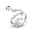 thumbnail image 1 of 925 Sterling Silver Natural Emerald Cobra Snake Women Wedding Wrap Rings, 1 of 3