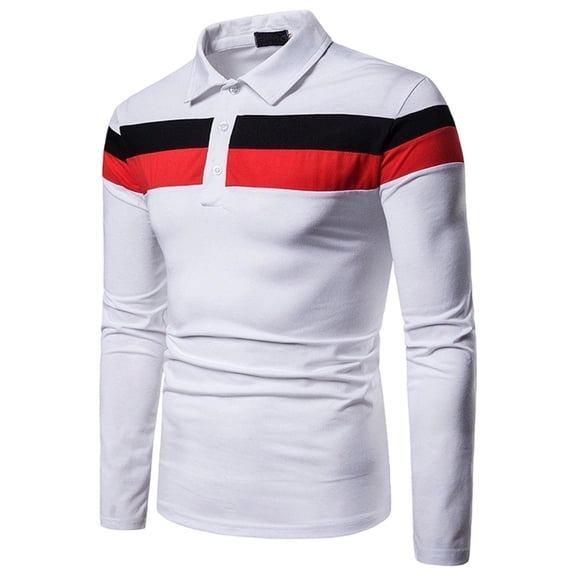 Golf Shirts for Men Long Sleeve Tshirts Shirt Pullover Button Collared Business Casual Color Block Slim-Fit Comfort Basic Office Work Tees Tops
