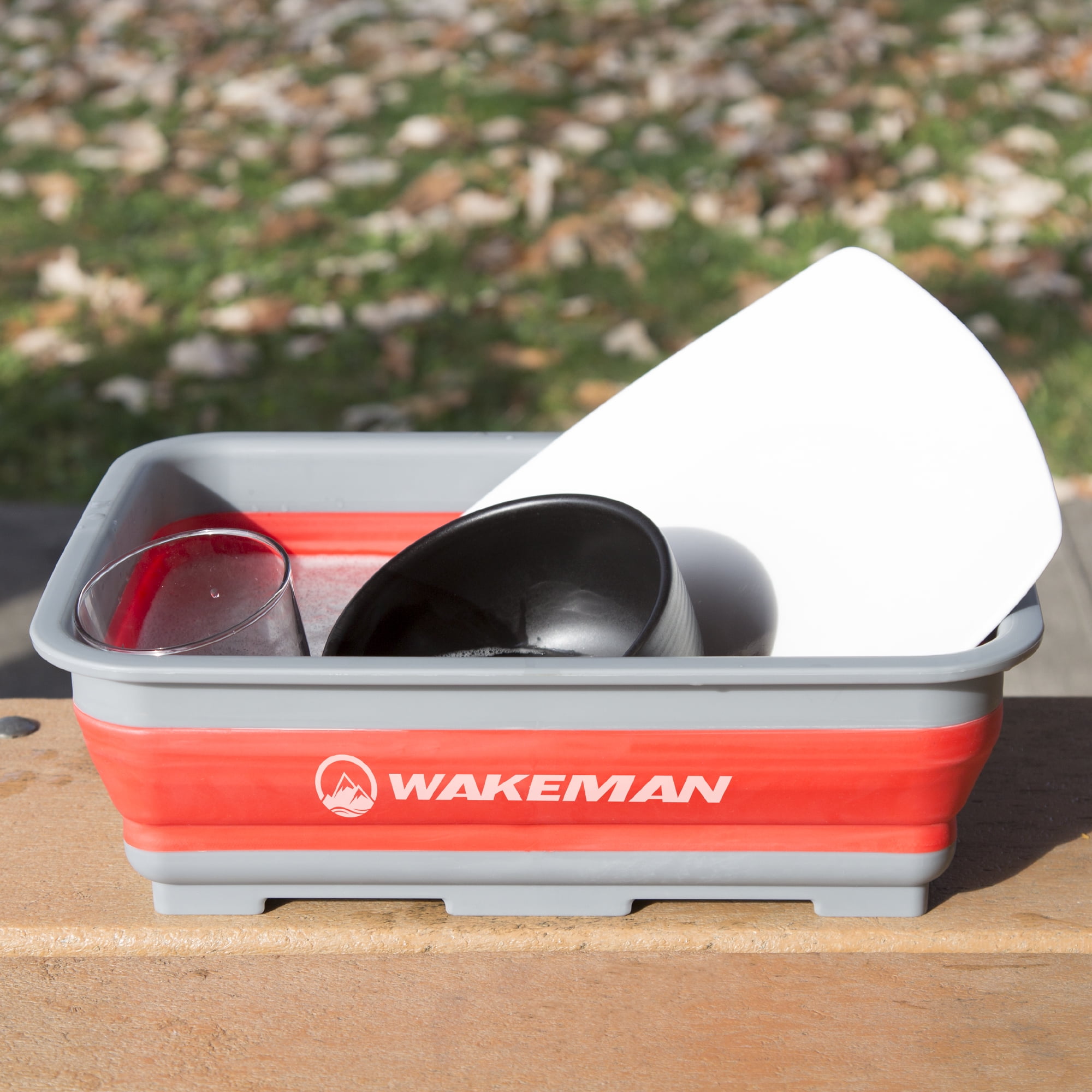 Collapsible Multiuse Wash Bin- Portable Wash Basin/Dish Tub/Ice Bucket with 10 L Capacity for Camping, Tailgating, More by Wakeman Outdoors