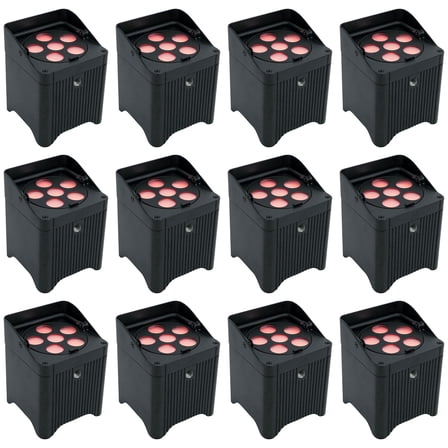 (12) Chauvet DJ Freedom Par T6 Wireless Rechargeable RGB LED DMX Wash Up-lights