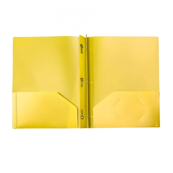 CCOCC 1Pc Pocket Folders with Brads,Poly Folder with Brads,Plastic Solid Colored Folder with Pocket And Prong,3 Brad Plastic Pocket Folder for Letter Size Paper,Yellow