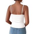 thumbnail image 4 of Bixock Women Built-in Bra Tank Tops Wirefree Solid Color V Neck Cami Top Sleeveless T Shirts Bras With Padded Cups Casual Daily Wear Bras, 4 of 7