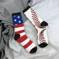 thumbnail image 7 of Women Crew Graphic Print Tube Socks Baseball Lace Flag Pattern Design Ladies Socks, 7 of 7
