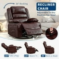 thumbnail image 6 of 360° Manual Swivel Recliner Chair with 3‑Position Recline, Overstuffed Wide Single Lounge Chair with 2 Cup Holders & 2 Side Pockets, PU Fabric, 6 of 12