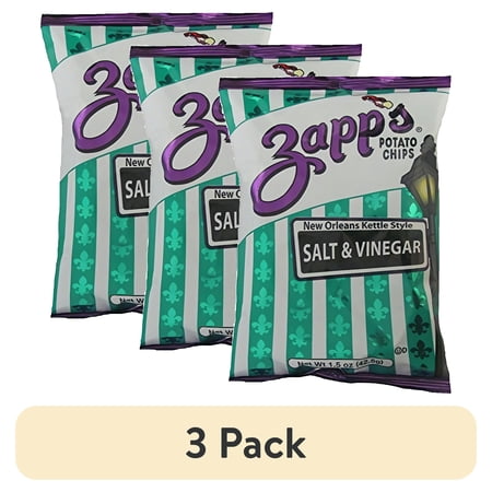 (3 pack) Zapp s New Orleans Kettle-Style Potato Chips Salt and Vinegar | 30 pack