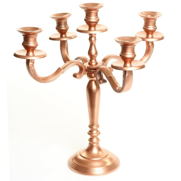 Koyal Wholesale 5 Arm Metal Candelabra Candle Holder Centerpiece, 12