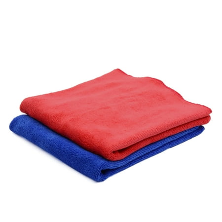 2 Pcs Water Absorbent Microfiber Fabric Car Clean Cloth Towel No-scratched for Auto Glass Red Blue