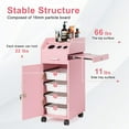 thumbnail image 5 of Tcbosik Rolling Salon Cart with 4 Removable ABS Trays, Lockable Door, Tools Holder Slots & Slide-Out Side Tray, Mobile Beauty Trolley in Pink, 12.4"L x 20"W x 33.8"H, 5 of 8