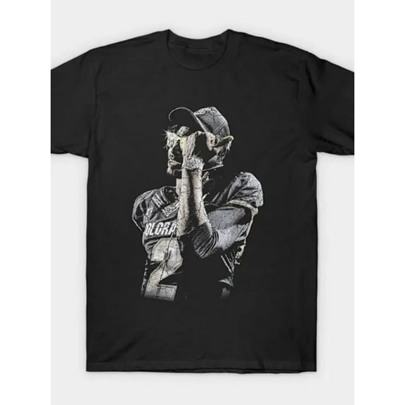 Men's Shedeur Sanders Graphic Cotton T-Shirt - Black with Monochrome Player Print, Round Neck, Short Sleeve, Relaxed Fit, Machine Washable, Sports Fan Apparel | Casual Style | Knitted Durability