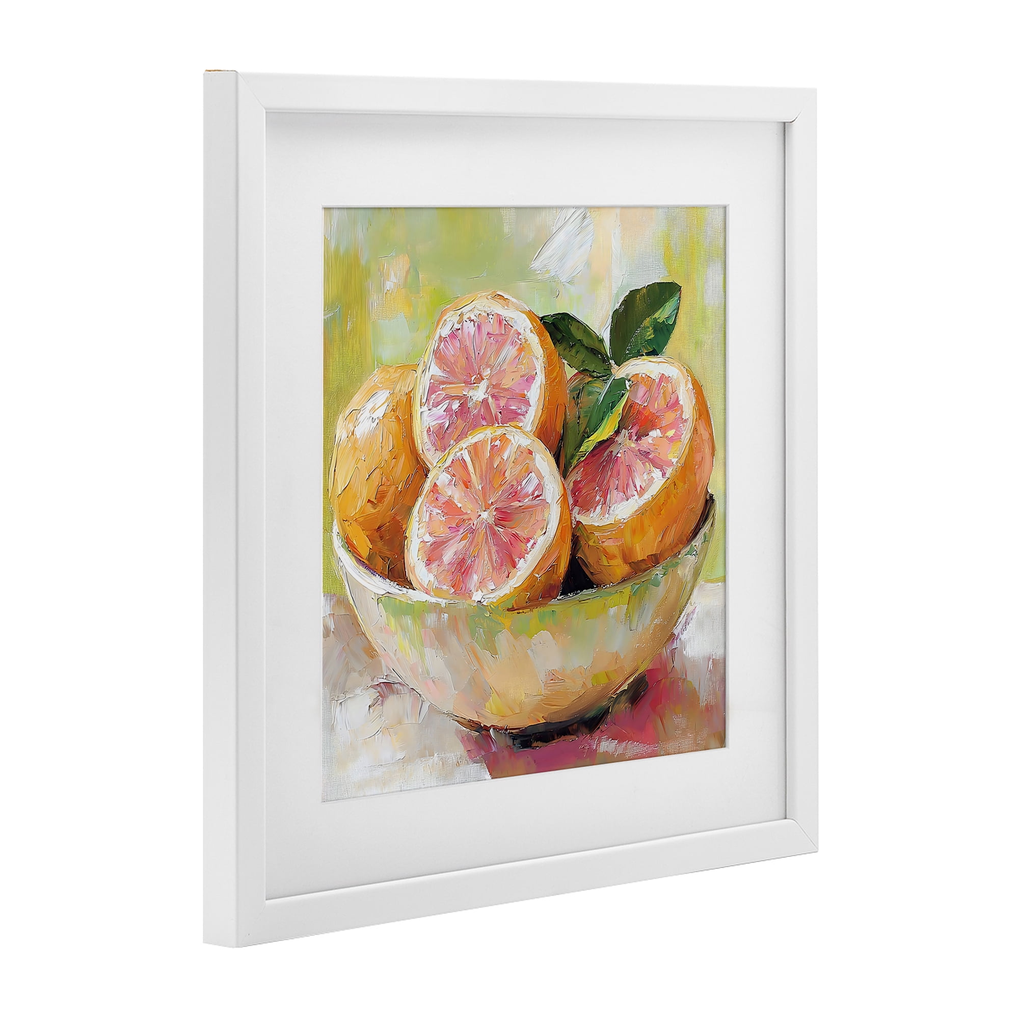 Stupell Industries Bold Grapefruit in Ceramic Bowl White Framed Print Under Glass, design by Riley B