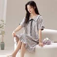 thumbnail image 4 of Camisones de cuello cuadrado para mujer, vestido de noche con estampado Floral, pijama de una pieza, ropa de dormir suelta de manga corta, 4 of 5