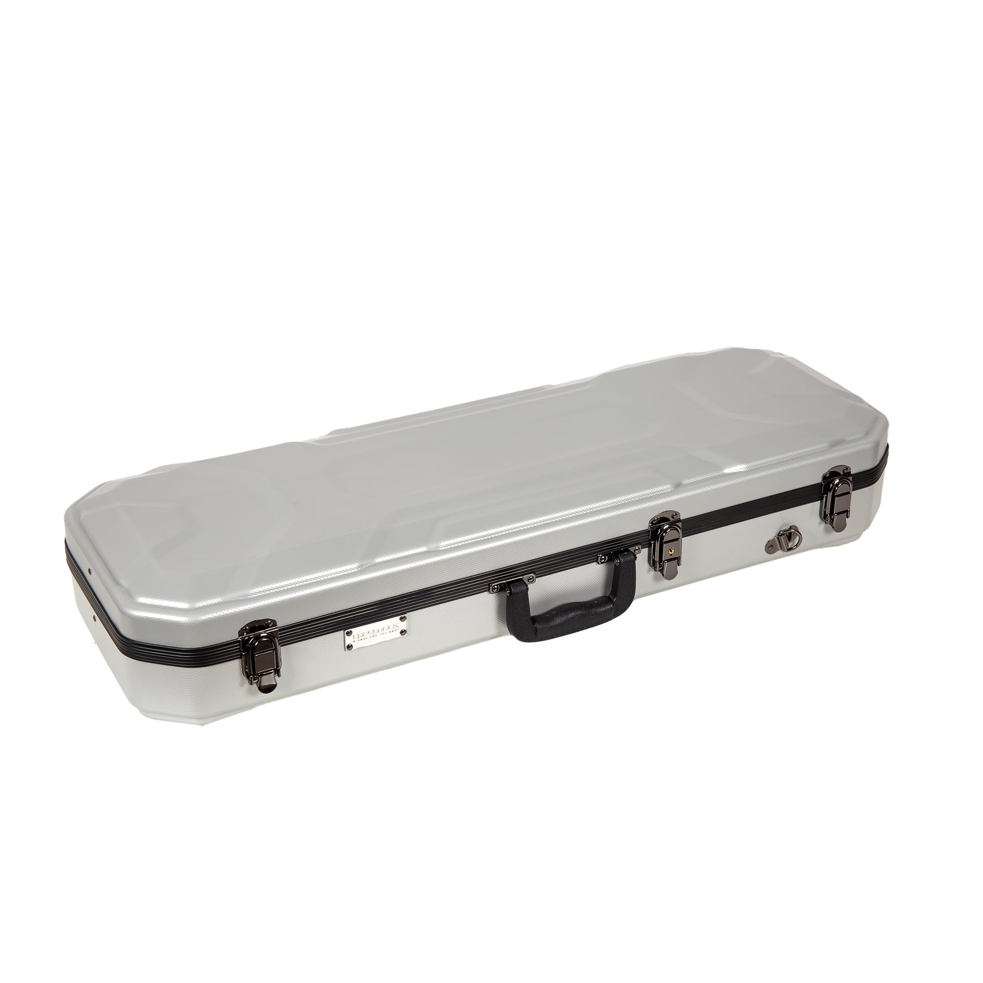 Crossrock Oblong Case fits 4/4 Full-Size Violin, Includes Interior Compartment, 2 Bow Holders, Security Lock, and Detachable Straps-Silver