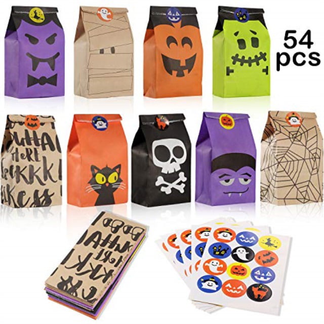 54 pieces halloween candy treat bags trick or treat bags paper cookie ...