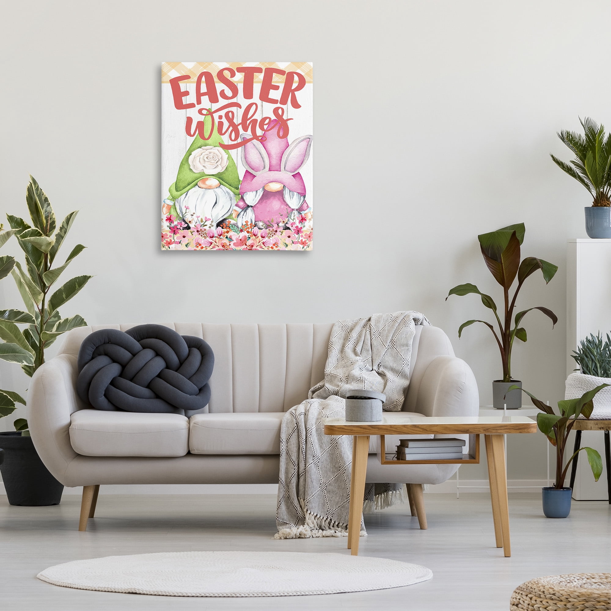 Stupell Industries Easter Wishes Gnomes Holiday Painting Gallery Wrapped Canvas Art Print Wall Art, 30 x 40