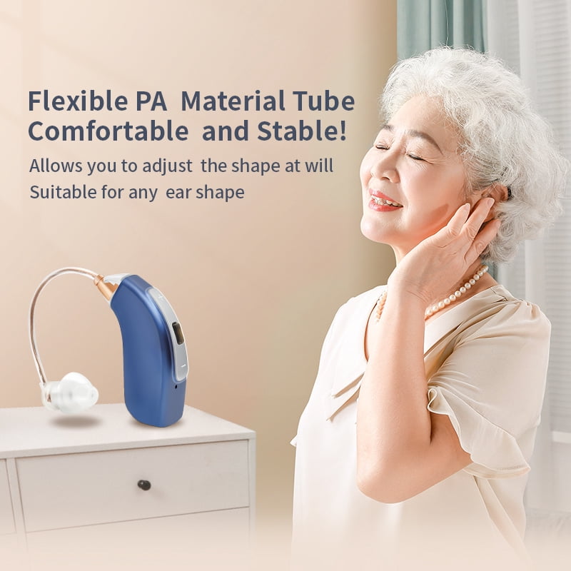 Delmicure Hearing Aids for Seniors, 32-Channel Digital Hearing Aid, 4-Mode, Rechargeable, VHP-1804, Blue, Pair