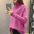 thumbnail image 3 of Lohuatrd Women Fall Winter Sweater High Collar Long Sleeve Thick Knit Soft Solid Color Long Sleeve Pullover Loose Casual Neck Lady Commute Sweater, 3 of 8