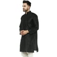 thumbnail image 2 of SKAVIJ Kurta for Men Art Silk Embroidery Long Shirt Indian Wedding Dress Only Top Black, X-Large, 2 of 6