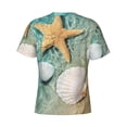 thumbnail image 6 of Vsdgher Starfish And Seashell Print Men's Dry Fit Mesh Athletic Shirts Moisture Wicking Tennis T-Shirt Tops, 6 of 9