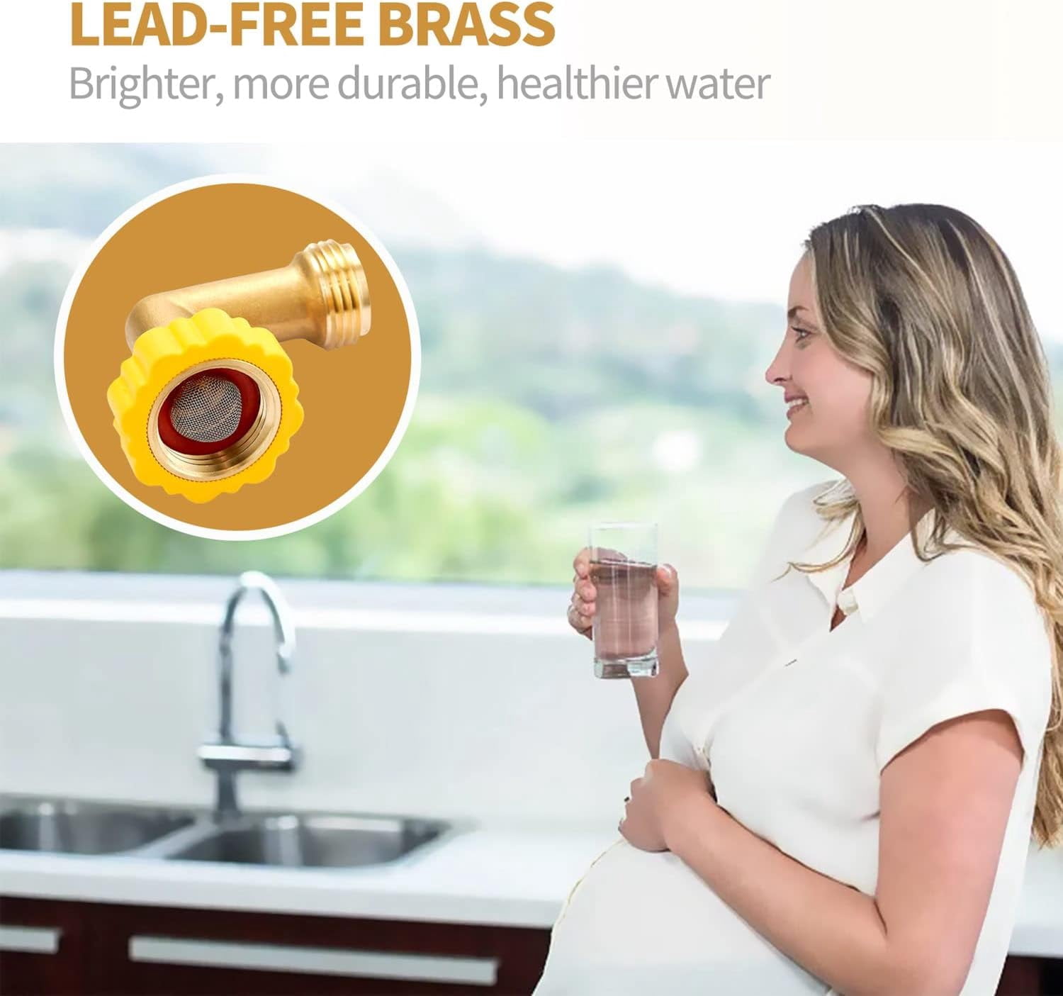 HRTGFD-Lead-Free Brass 90 Degree Hose Saver Hose Elbow Fitting Quick Swivel Connect Adapter Thread Size 3/4" Connectors