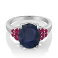 thumbnail image 2 of Gem Stone King 7.00 Ct Oval Blue Sapphire Red Ruby 925 Sterling Silver Ring (Size 8), 2 of 4