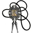 thumbnail image 1 of GHSDFBB Golden Initial A to Z in Flower Nursery Cowboy Bolo Tie with Cowhide Rope, 1 of 4