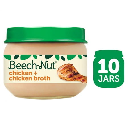 (10 Jars) Beech-Nut® Baby Food Jar, Stage 1, Chicken & Chicken Broth, 2.5