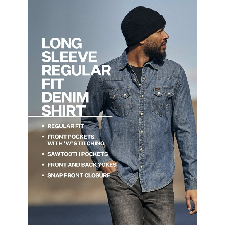 Wrangler Men's Iconic Denim Regular Fit Snap Shirt