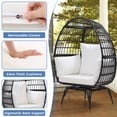 thumbnail image 3 of TUAREX Oversized 360° Swivel Egg Chair, Rattan Wicker Patio Egg Chair for Outdoor Indoor with Overstuffed Cushions, Black Rattan, Beige Cushion, 3 of 5